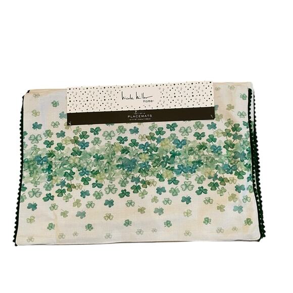 Nicole Miller St.Patrick's Day Shamrock Placemats 13x19 Set of 4 New - Picture 7 of 13